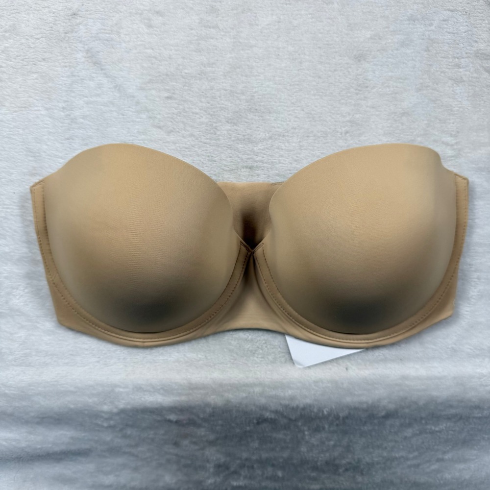 Calvin Klein Womens QF5677 Strapless Underwire Bra Beige Nude 34DD NEW no straps
